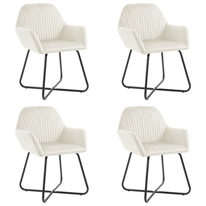Dining Chair Set of 4 Cream Velvet Standard Ergonomic