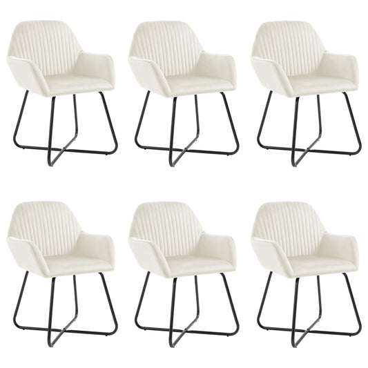 Dining Chairs 6 pcs Cream Velvet
