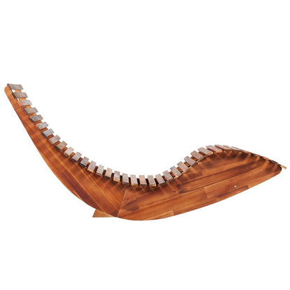 Sun Lounger Set of 2 Light brown Acacia wood