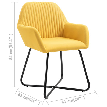 Dining Chair Set of 4 Yellow Fabric and Powder-Coated Steel