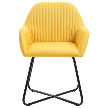 Dining Chair Set of 6 Yellow Fabric and powder-coated steel