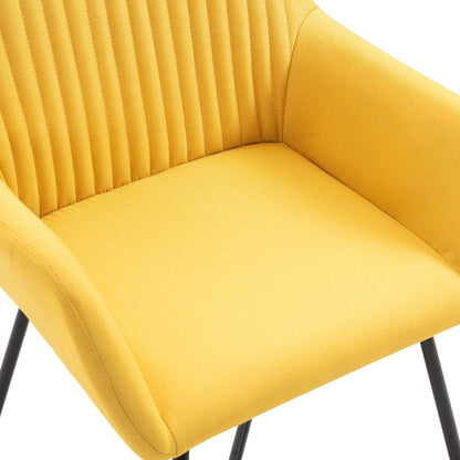 Dining Chair Set of 6 Yellow Fabric and powder-coated steel