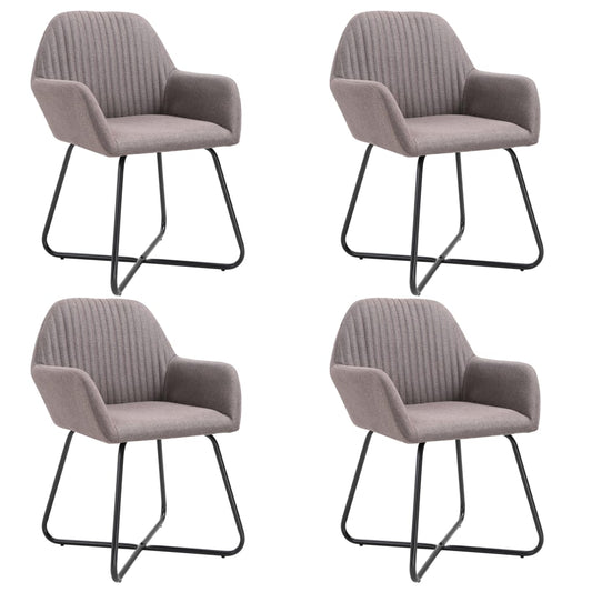 Dining Chair Set of 4 Taupe Polyester and Powder-Coated Steel