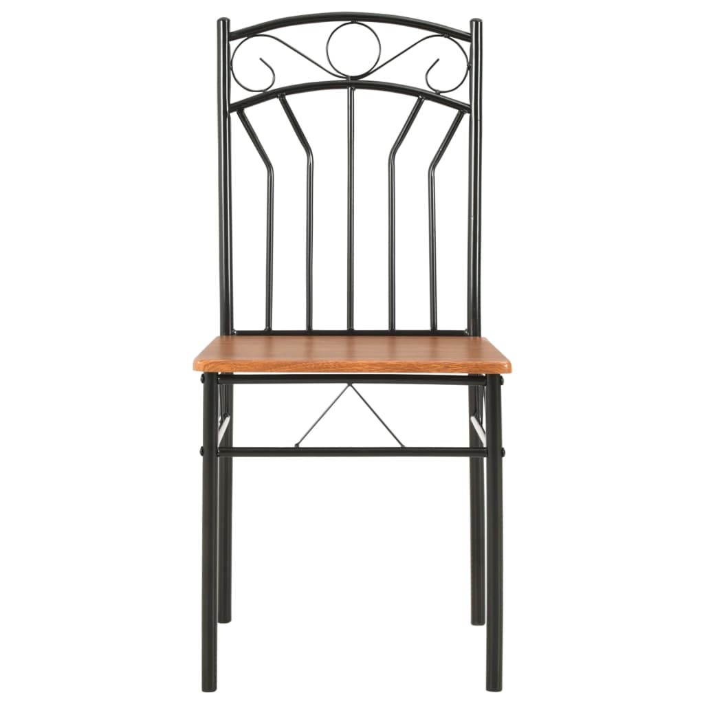 Dining Chair Set of 2 Brown and Black MDF and Steel Standard