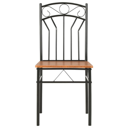 Dining Chair Set of 2 Brown and Black MDF and Steel Standard
