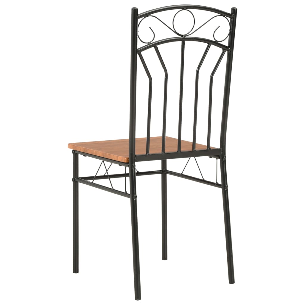 Dining Chair Set of 2 Brown and Black MDF and Steel Standard