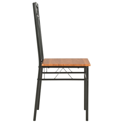 Dining Chair Set of 2 Brown and Black MDF and Steel Standard