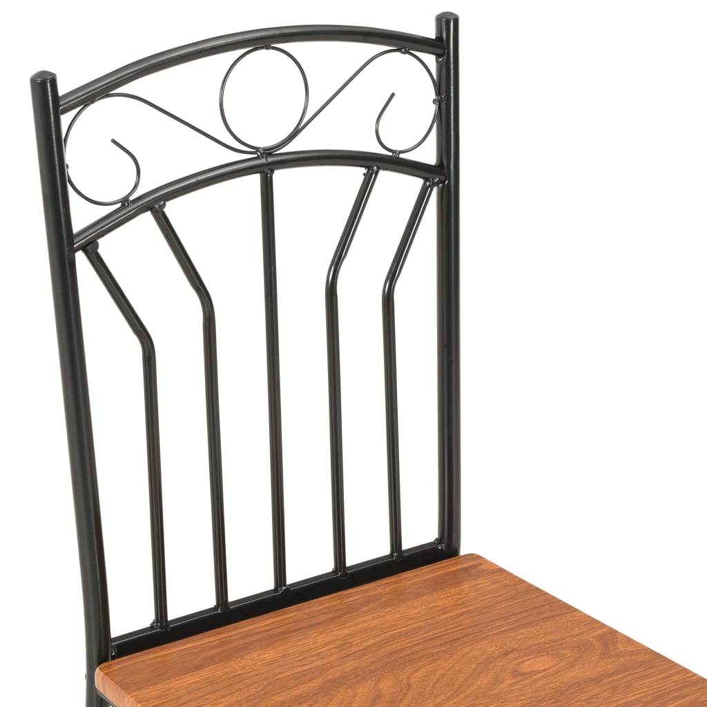 Dining Chair Set of 2 Brown and Black MDF and Steel Standard