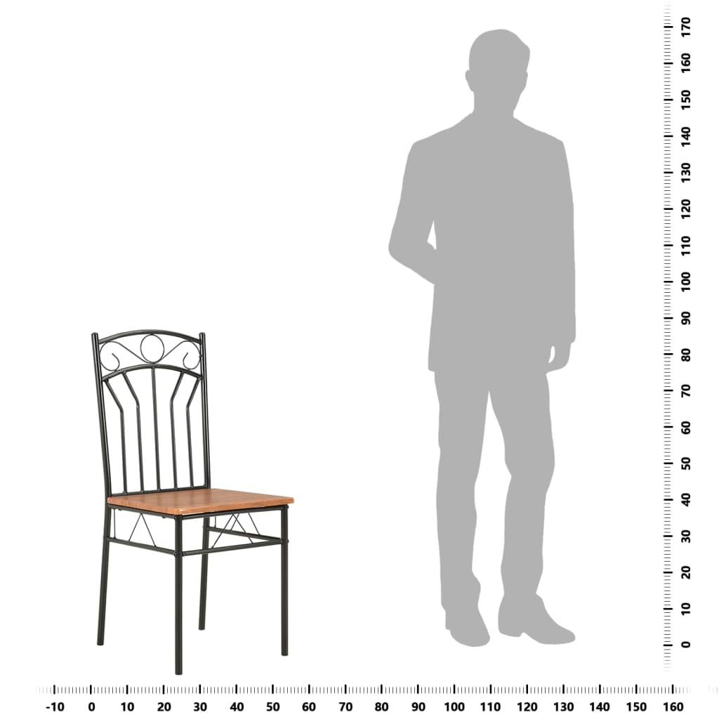 Dining Chair Set of 2 Brown and Black MDF and Steel Standard