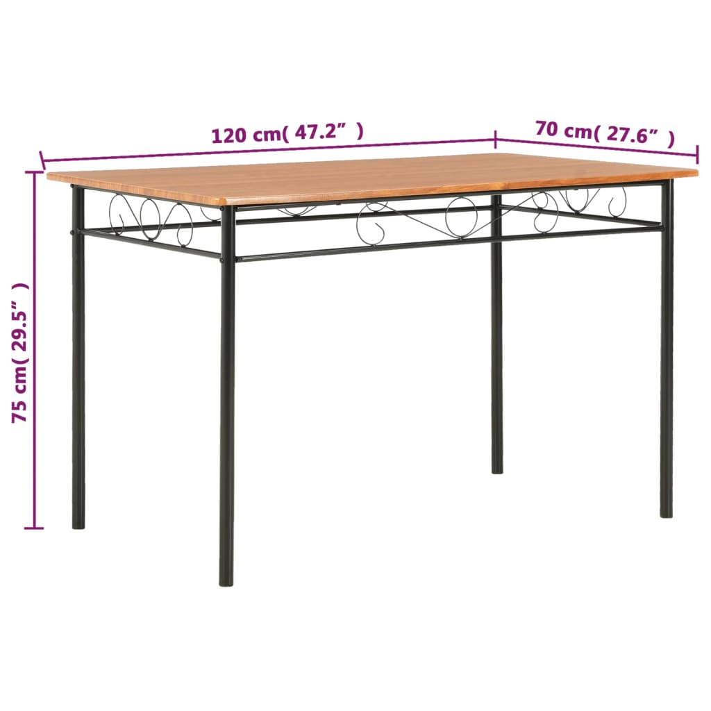 Dining Table Brown and black MDF top and steel frame Sturdy