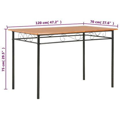 Dining Table Brown and black MDF top and steel frame Sturdy
