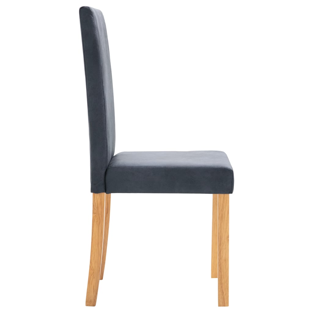 Dining Chair Set of 6 Gray Faux Leather, Wood Standard Durable