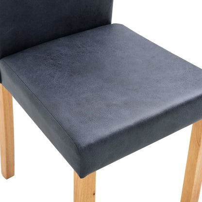 Dining Chair Set of 6 Gray Faux Leather, Wood Standard Durable