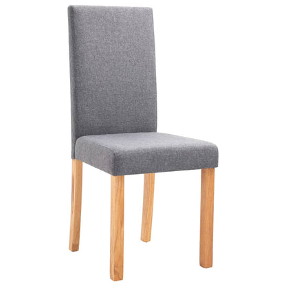 Dining Chair Set of 6 Light Grey Fabric and Rubber wood