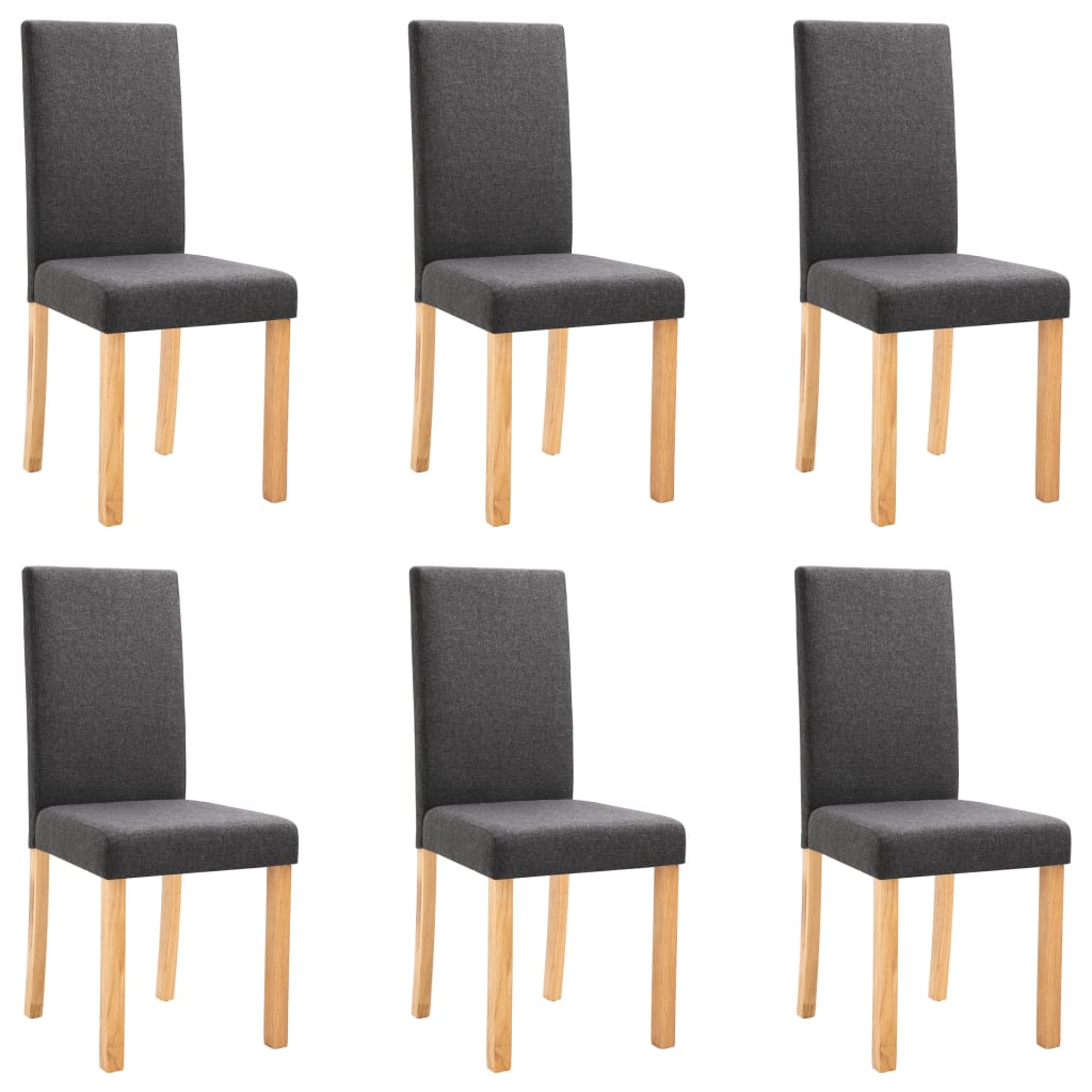 Dining Chair Set of 6 Dark Gray Fabric Standard Ergonomic