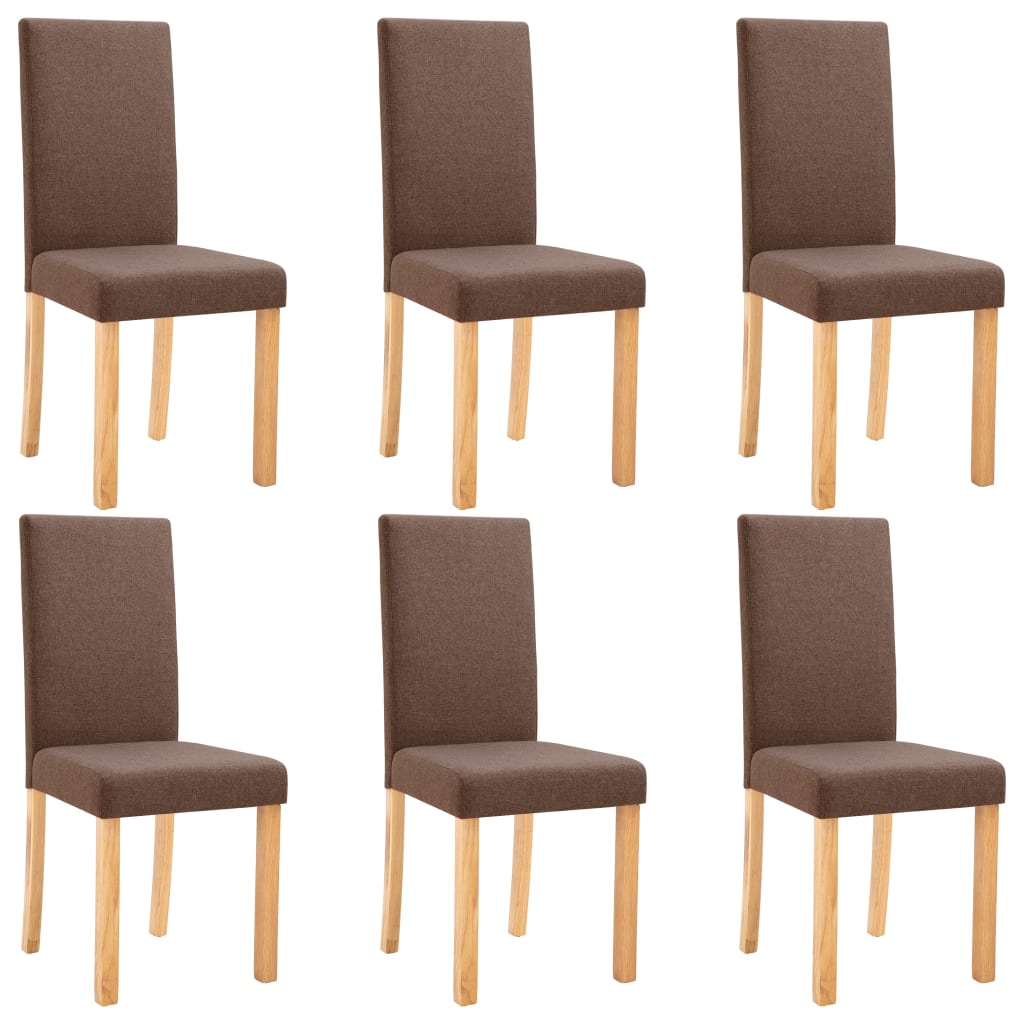 Dining Chairs 6 pcs Brown Fabric