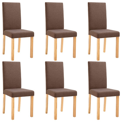 Dining Chairs 6 pcs Brown Fabric