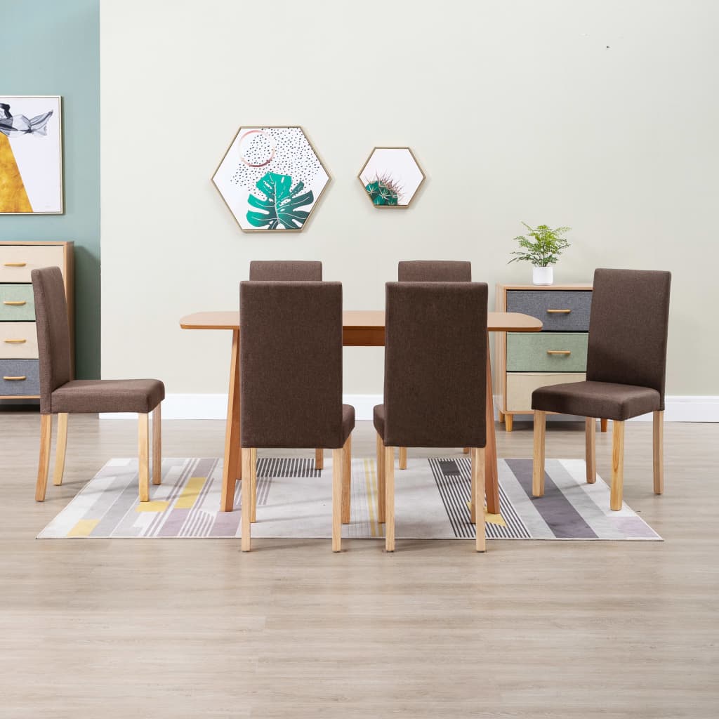 Dining Chairs 6 pcs Brown Fabric