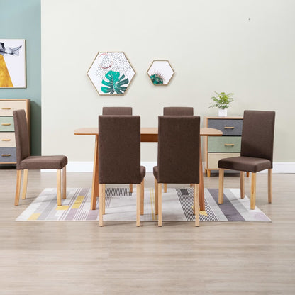 Dining Chairs 6 pcs Brown Fabric