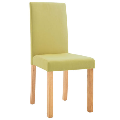 Dining Chair Set of 6 Green Fabric and Rubberwood Standard