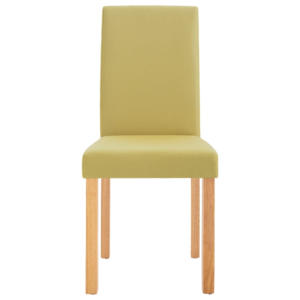 Dining Chair Set of 6 Green Fabric and Rubberwood Standard