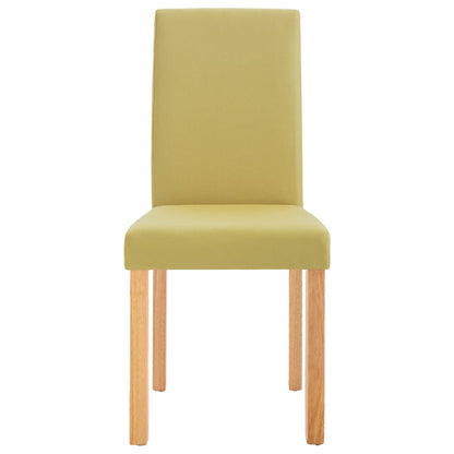 Dining Chair Set of 6 Green Fabric and Rubberwood Standard