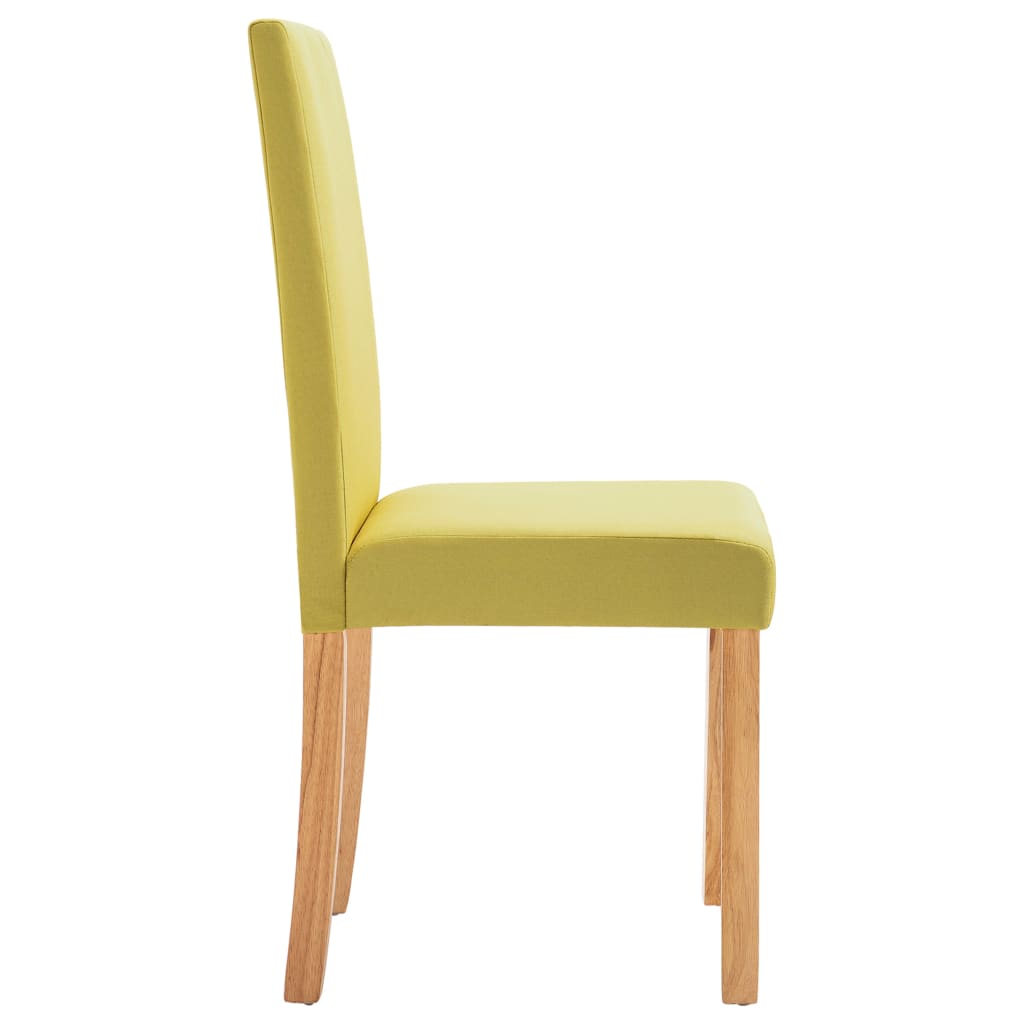 Dining Chair Set of 6 Green Fabric and Rubberwood Standard