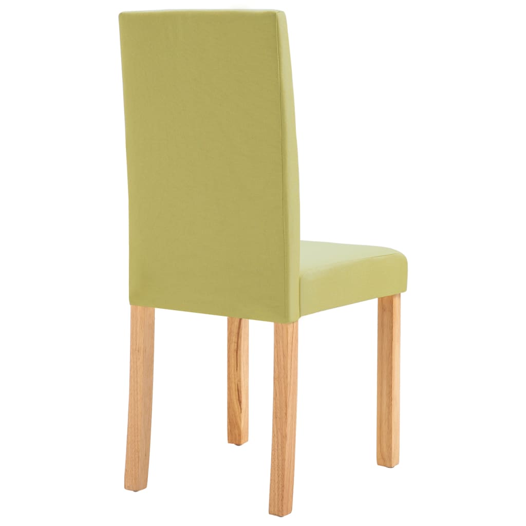 Dining Chair Set of 6 Green Fabric and Rubberwood Standard