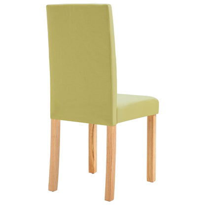 Dining Chair Set of 6 Green Fabric and Rubberwood Standard
