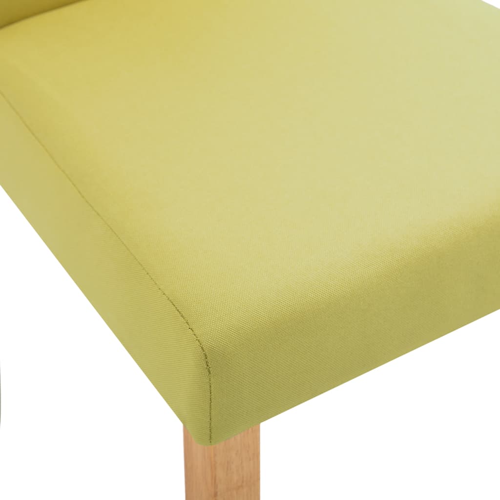 Dining Chair Set of 6 Green Fabric and Rubberwood Standard