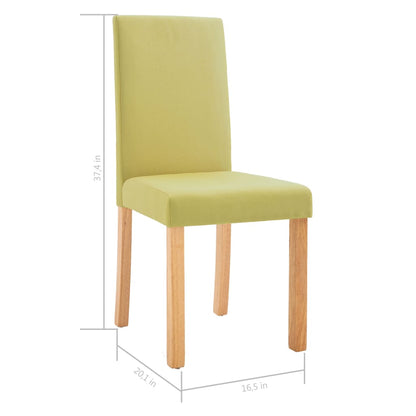 Dining Chair Set of 6 Green Fabric and Rubberwood Standard