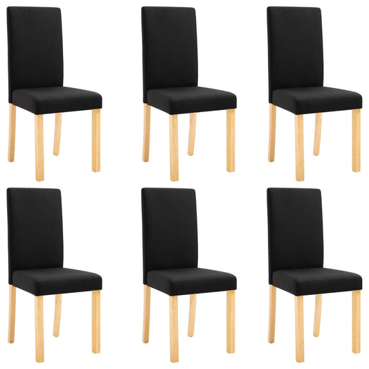 Dining Chair Set of 6 Black Fabric Standard Ergonomic