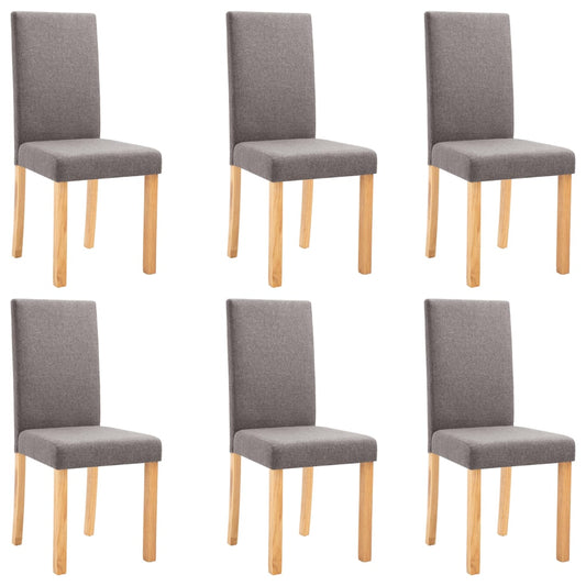 Dining Chair Set of 6 Taupe Fabric and Rubber wood Standard