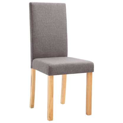 Dining Chair Set of 6 Taupe Fabric and Rubber wood Standard