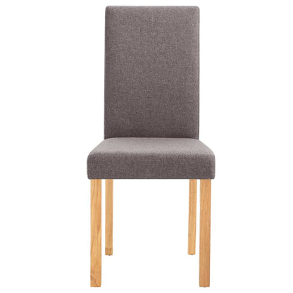 Dining Chair Set of 6 Taupe Fabric and Rubber wood Standard