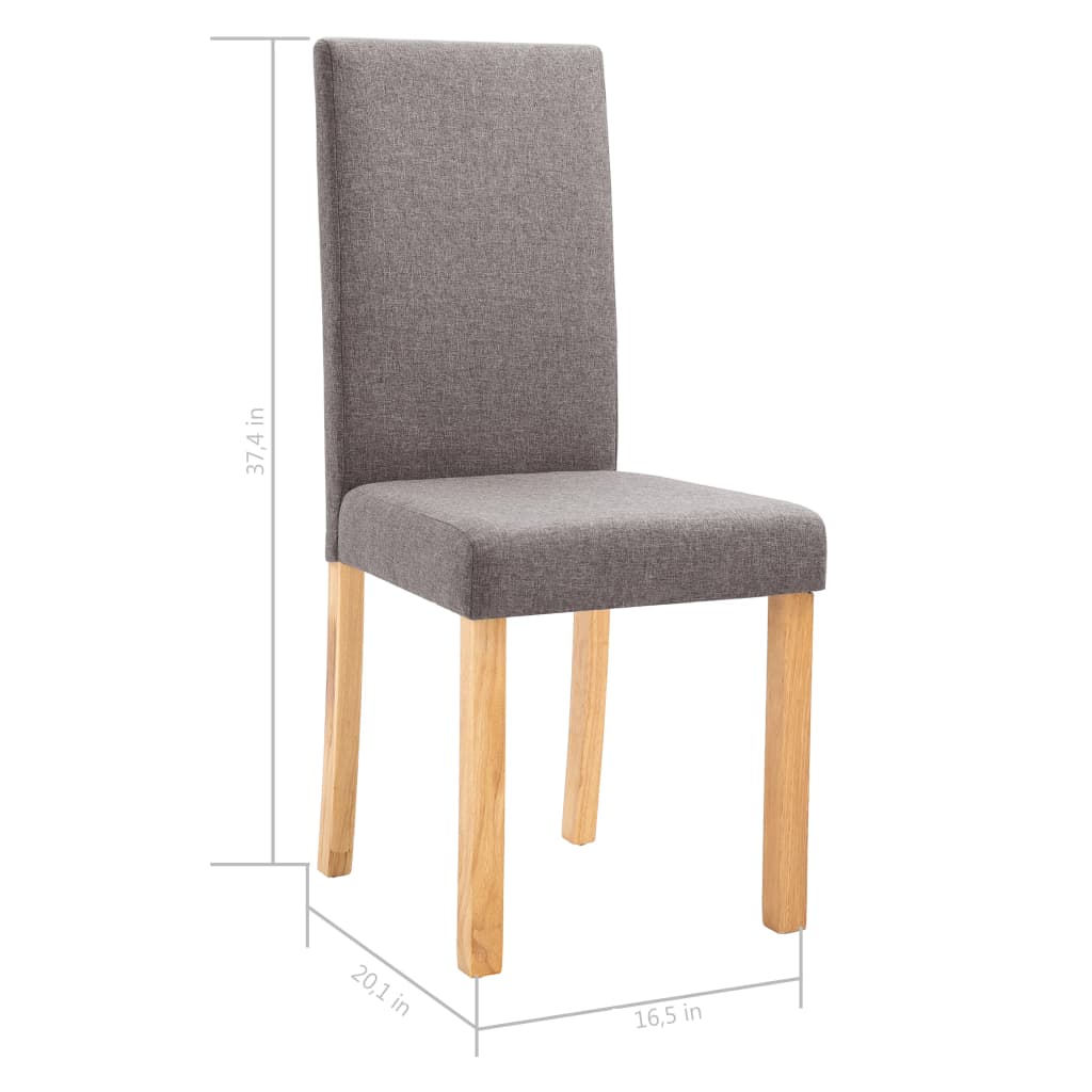 Dining Chair Set of 6 Taupe Fabric and Rubber wood Standard