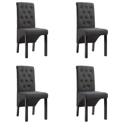 Dining Chair Set of 4 Dark Gray Fabric and Rubber Wood Standard