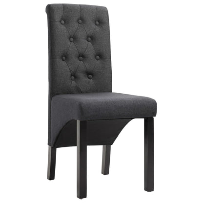 Dining Chair Set of 4 Dark Gray Fabric and Rubber Wood Standard