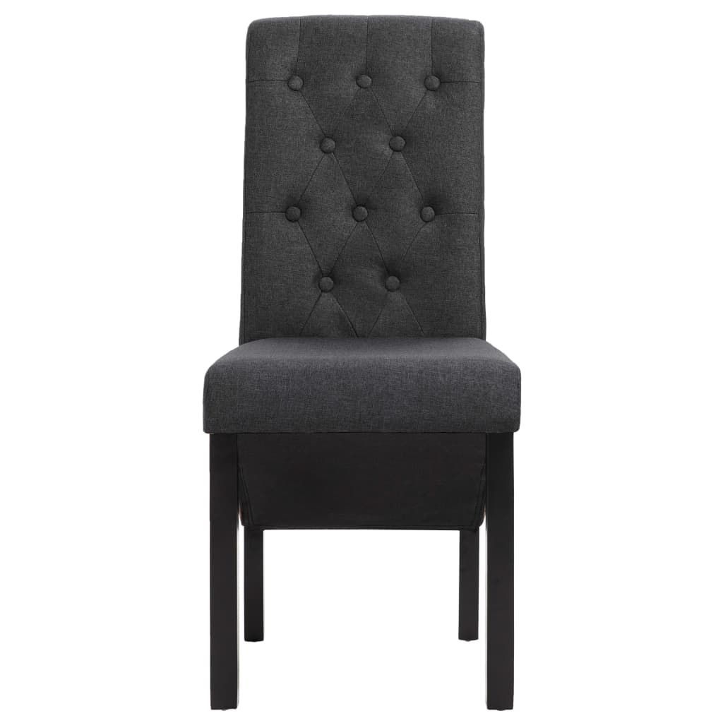 Dining Chair Set of 4 Dark Gray Fabric and Rubber Wood Standard