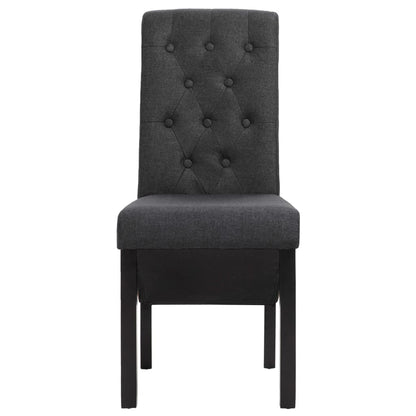 Dining Chair Set of 4 Dark Gray Fabric and Rubber Wood Standard