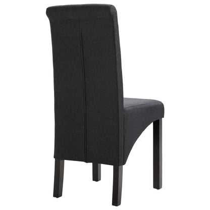 Dining Chair Set of 4 Dark Gray Fabric and Rubber Wood Standard