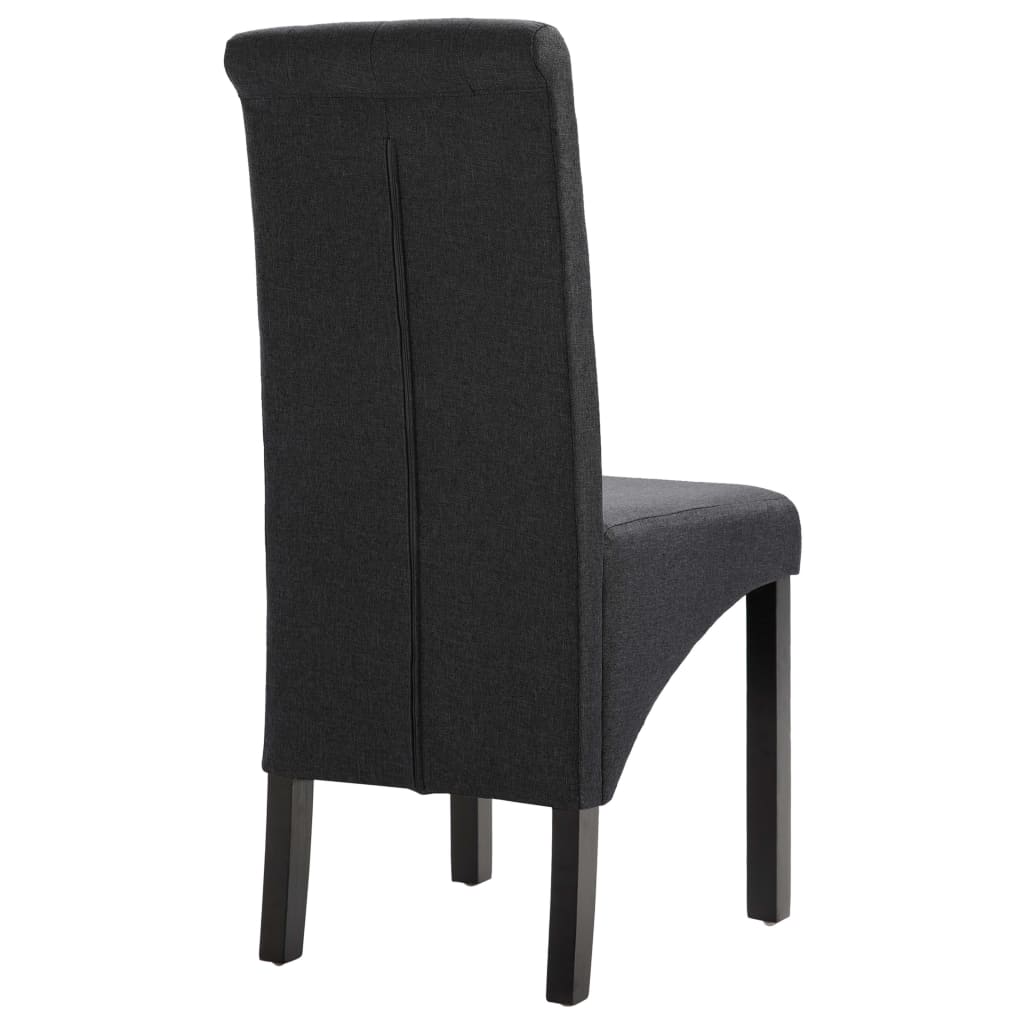 Dining Chair Set of 4 Dark Gray Fabric and Rubber Wood Standard