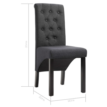 Dining Chair Set of 4 Dark Gray Fabric and Rubber Wood Standard