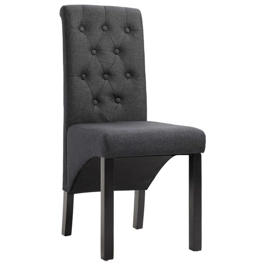 Dining Chair Set of 6 Dark Gray Fabric, Rubber wood Standard