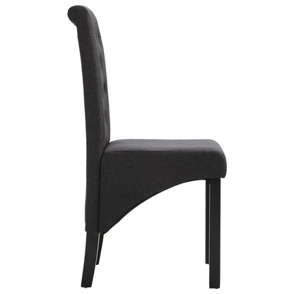 Dining Chair Set of 6 Dark Gray Fabric, Rubber wood Standard