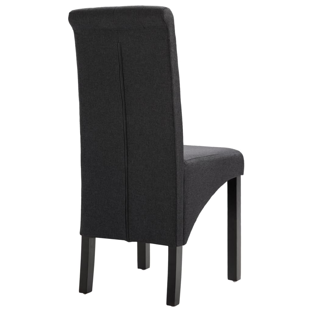 Dining Chair Set of 6 Dark Gray Fabric, Rubber wood Standard