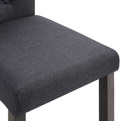 Dining Chair Set of 6 Dark Gray Fabric, Rubber wood Standard