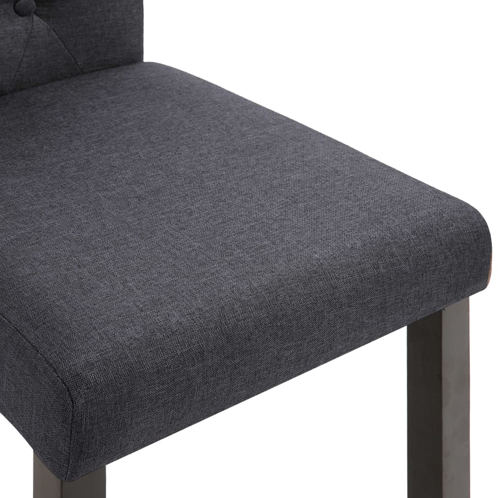 Dining Chair Set of 6 Dark Gray Fabric, Rubber wood Standard