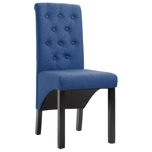 Dining Chair Set of 4 Blue Fabric and Rubber wood Medium