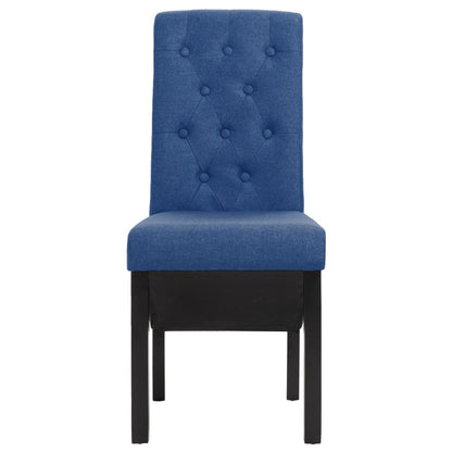 Dining Chair Set of 4 Blue Fabric and Rubber wood Medium